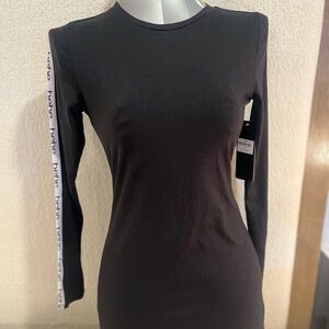 bebe Black Long Sleeve Dress with Logo Tape Accent